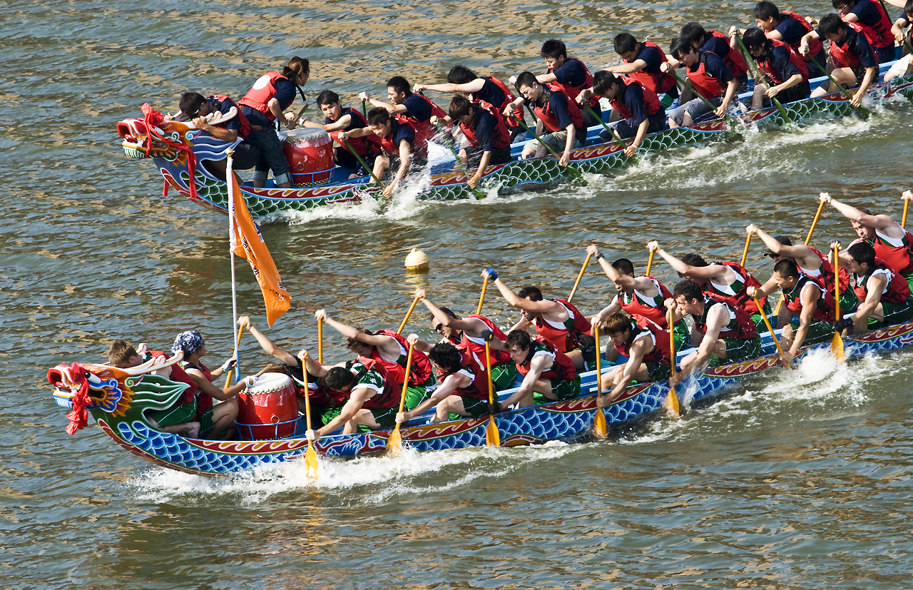 Dragon boat racing is a popular traditional sport during the festival